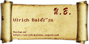 Ulrich Balázs névjegykártya